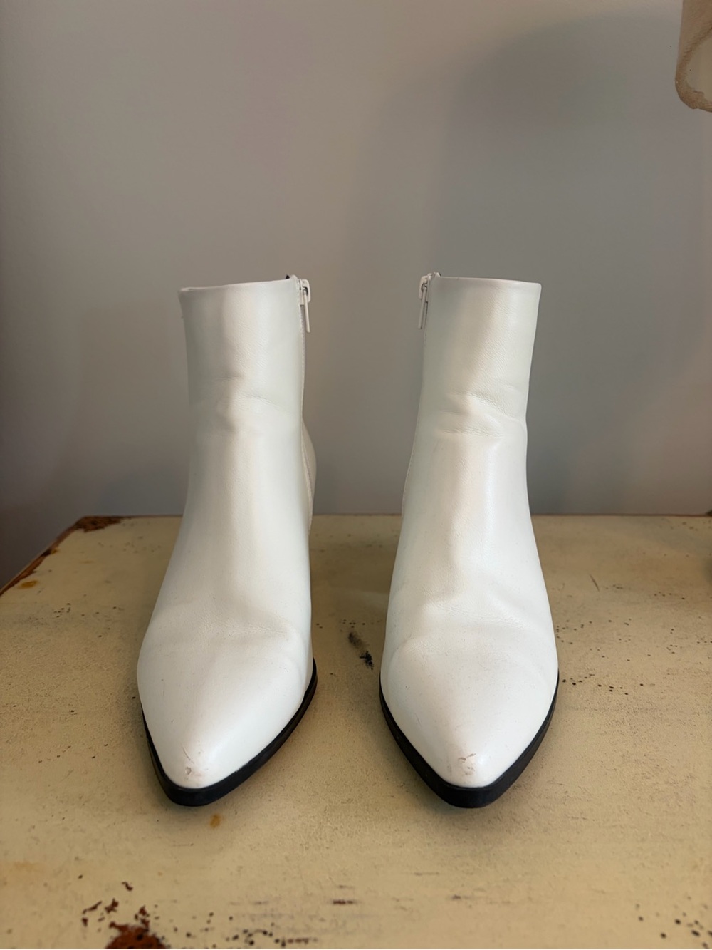 White Pointed Toe Ankle Boots - Women's Fashion Bootie